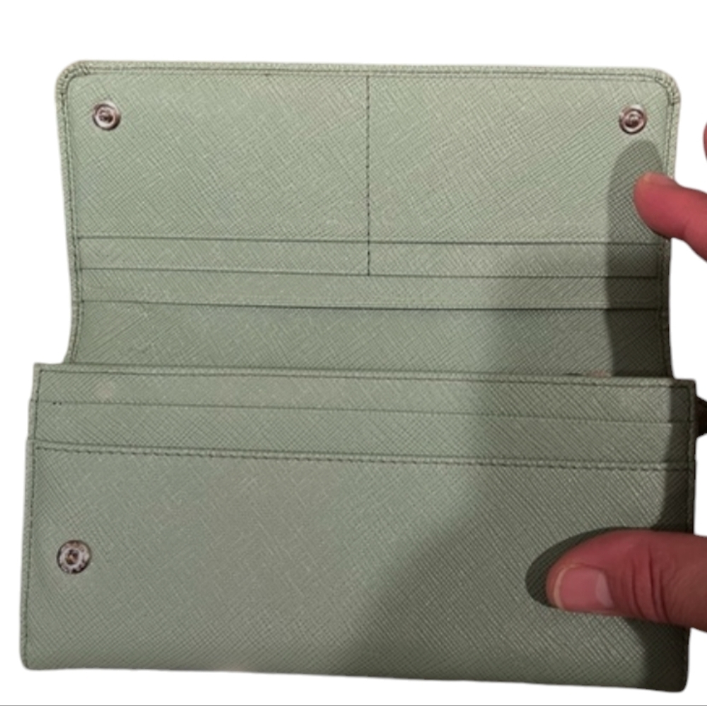 PRADA Green Fiocco Bow Saffiano Leather Long Wallet - Picture 5 of 9